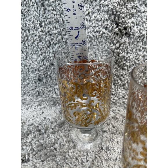 Cups Clear with Gold Swirl Flair Water Glasses Stemware Set of 4 Elegant Kitchen - Picture 5 of 10